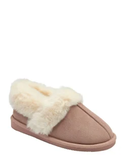 Roze - Dunlop Faux Suede Collar Full Slippers