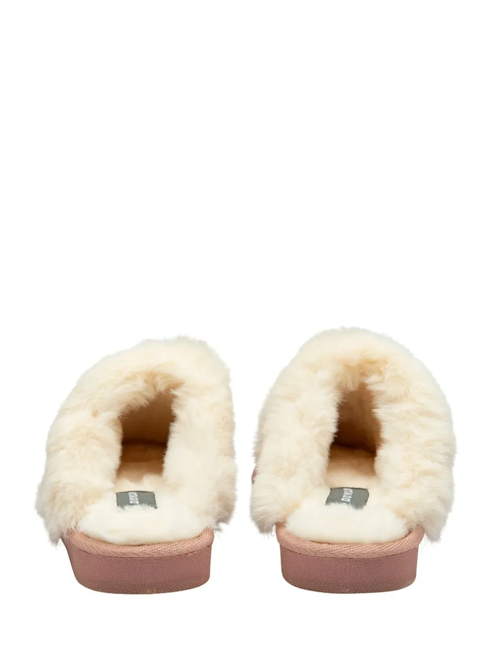 Roze - Dunlop Faux Suede Mule Slippers Fur Collar
