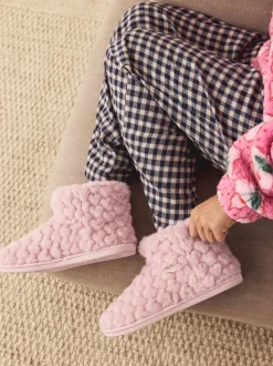 Roze - Faux Fur Heart Slipper Boots