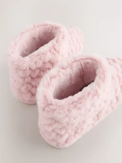 Roze - Faux Fur Heart Slipper Boots