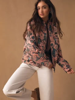 Roze - Floral Jacquard Bomber Jacket