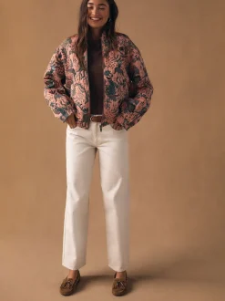 Roze - Floral Jacquard Bomber Jacket