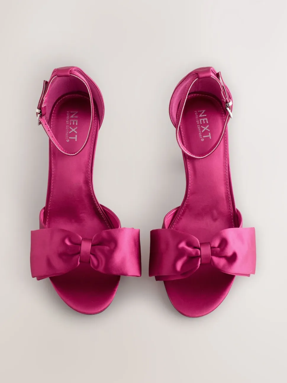 Roze - Forever Comfort® Satin Bow Block Heeled Sandals