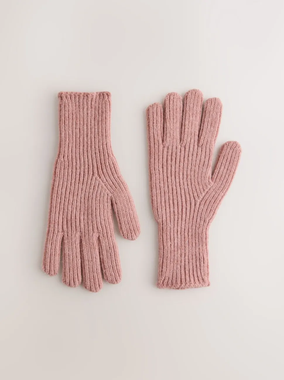 Roze - Geribbelde gebreide handschoenen