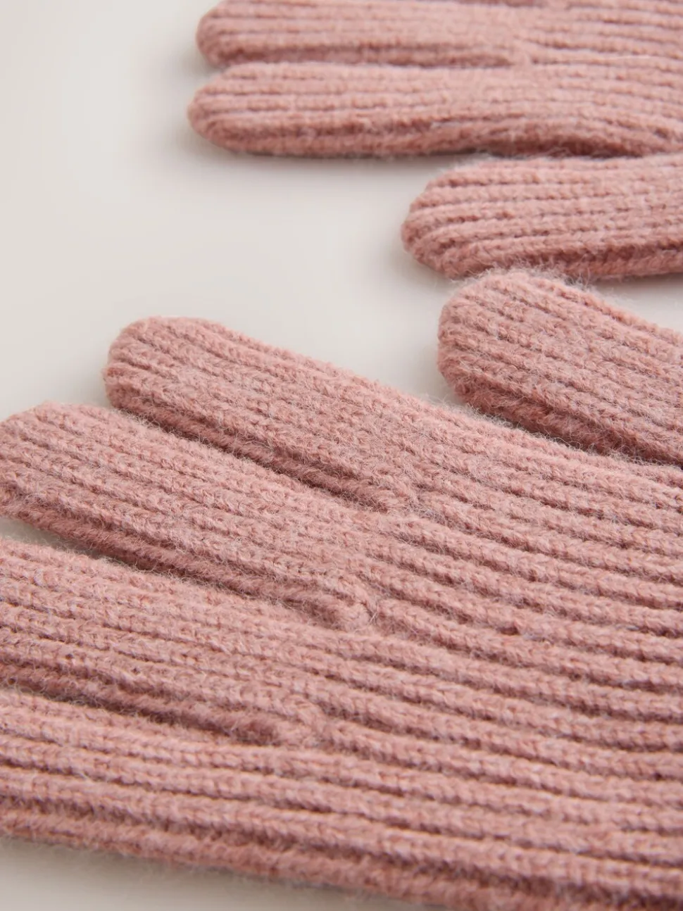 Roze - Geribbelde gebreide handschoenen