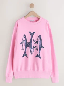 Roze - Graphic Beaded Fish Graphic Sweatshirt