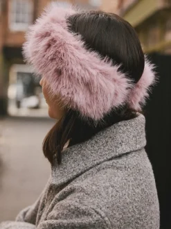 Roze - Haarband van imitatiebont