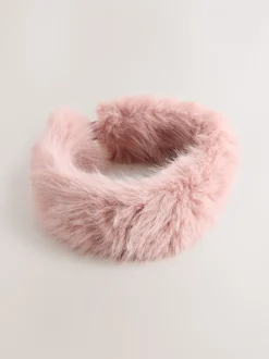 Roze - Haarband van imitatiebont