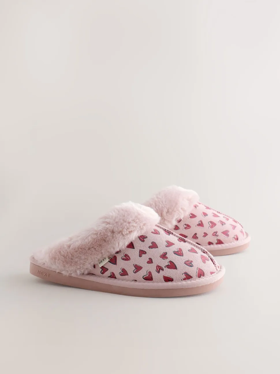 Roze - Heart Faux Fur Lined Suede Mule Slippers