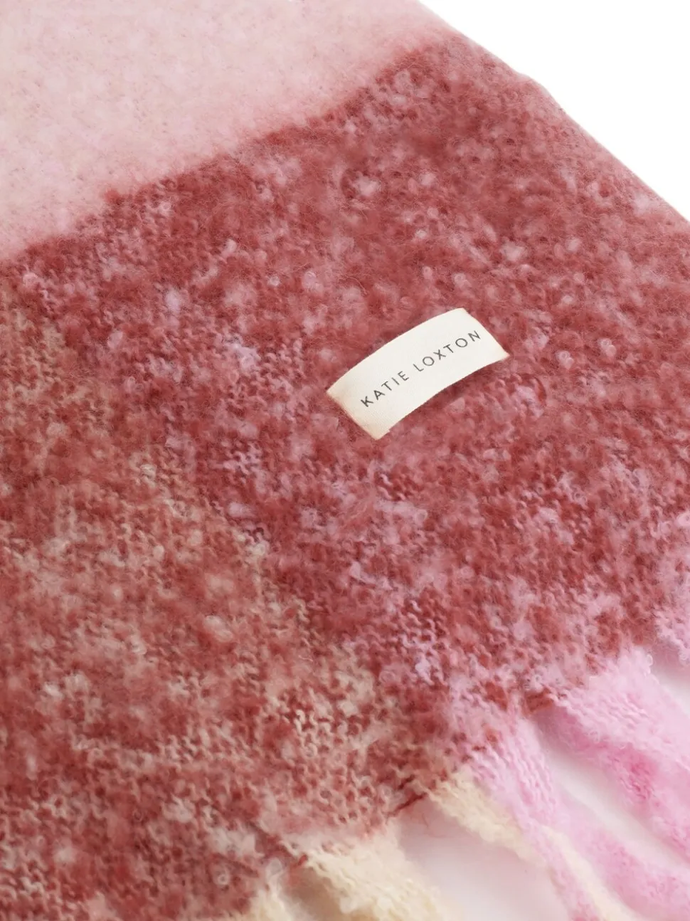 Roze - Katie Loxton Oversized Checked Tassel Scarf