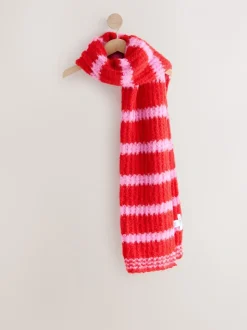 Roze - Knitted Wool Blend Striped Scarf