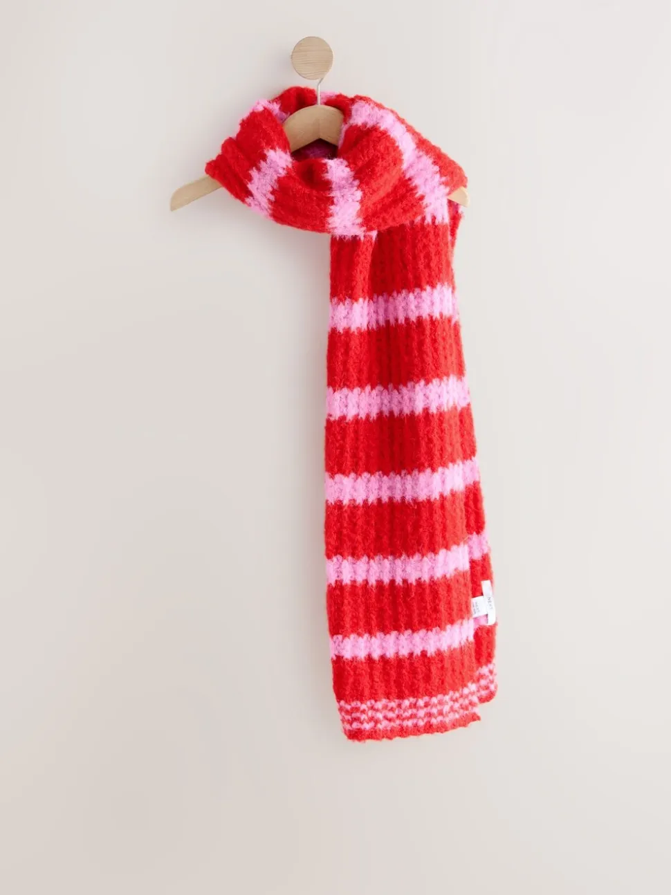 Roze - Knitted Wool Blend Striped Scarf