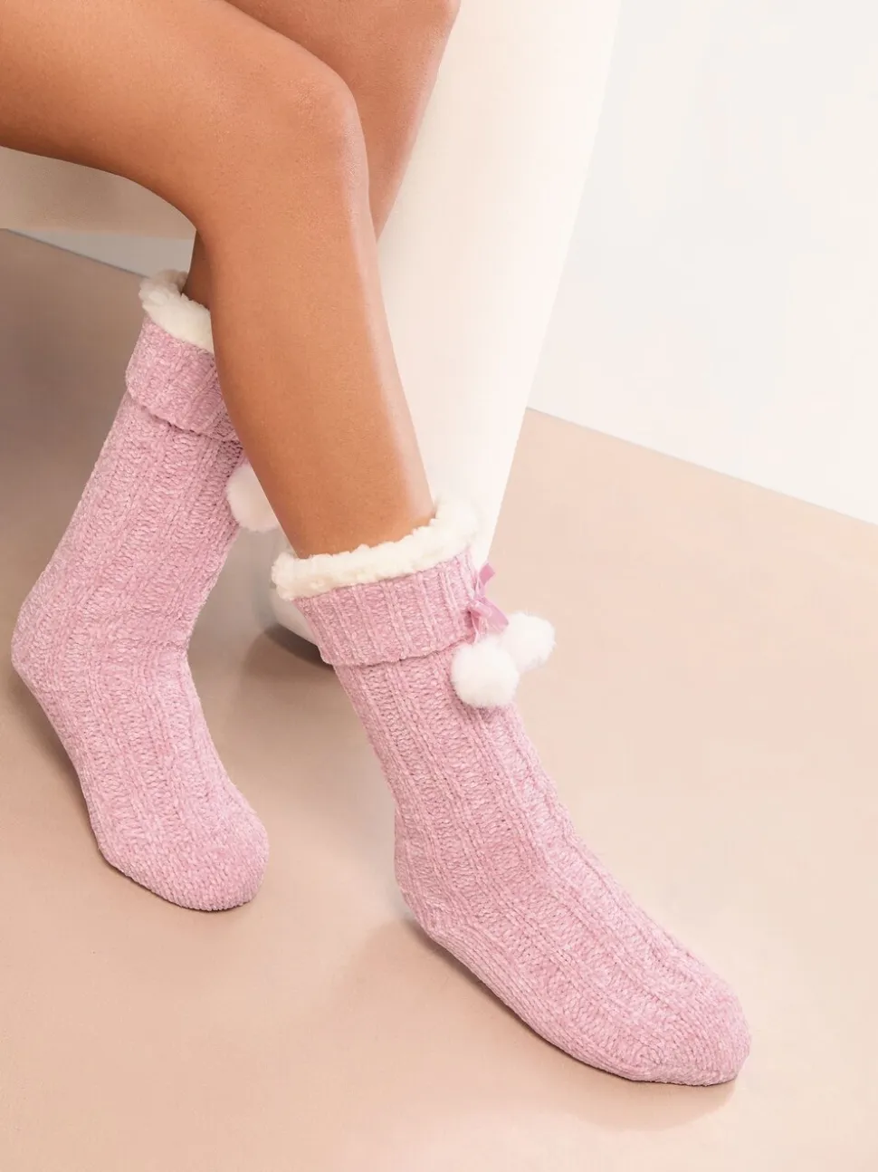 Roze - Lipsy Cosy Chenille Slipper Socks