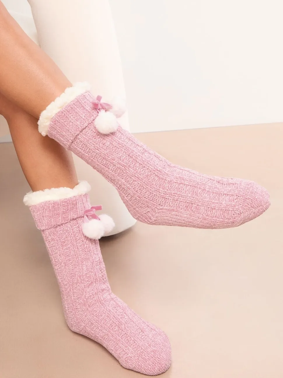 Roze - Lipsy Cosy Chenille Slipper Socks