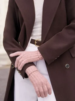 Roze - Lipsy Shimmer Ribbed Knitted Gloves