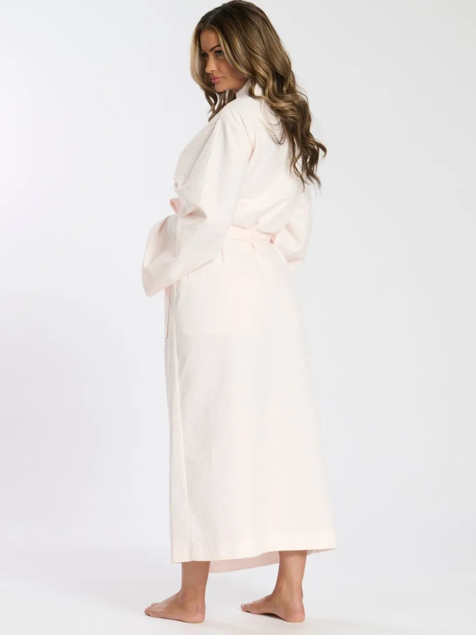 Roze - Loungeable Waffle 100% Cotton Robe