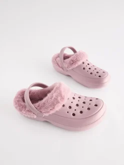 Roze - Met imitatiebont gevoerde damespantoffels