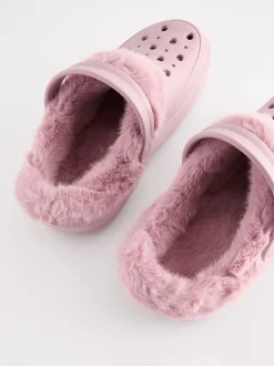 Roze - Met imitatiebont gevoerde damespantoffels