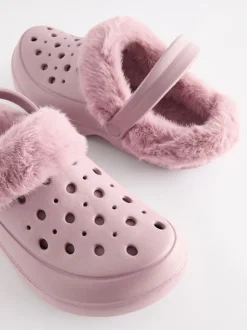 Roze - Met imitatiebont gevoerde damespantoffels