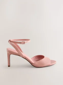 Roze - Premium leren sandalen met peeptoe en hak
