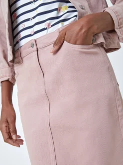 Roze - Roman A-Line Knee Length Denim Skirt