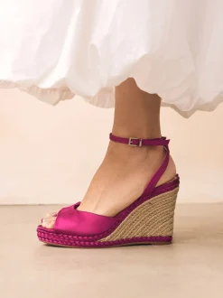 Roze - Satin Plaited Wedge Heels