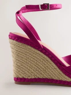 Roze - Satin Plaited Wedge Heels