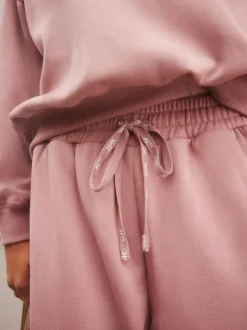 Roze - self. joggingbroek met wijde pijpen