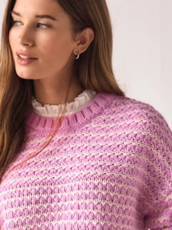 Roze - Stitchy Knit Pie Collar Layer Jumper