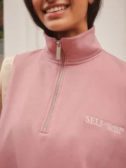 Roze - Sweatshirt met korte rits
