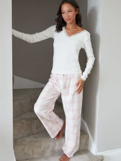 Roze - Threadbare - Katoenen pyjama met lange mouwen