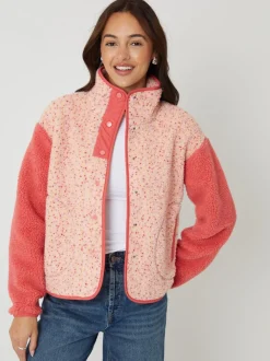 Roze - Threadbare Colourblock Snap Borg Fleece