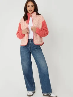 Roze - Threadbare Colourblock Snap Borg Fleece