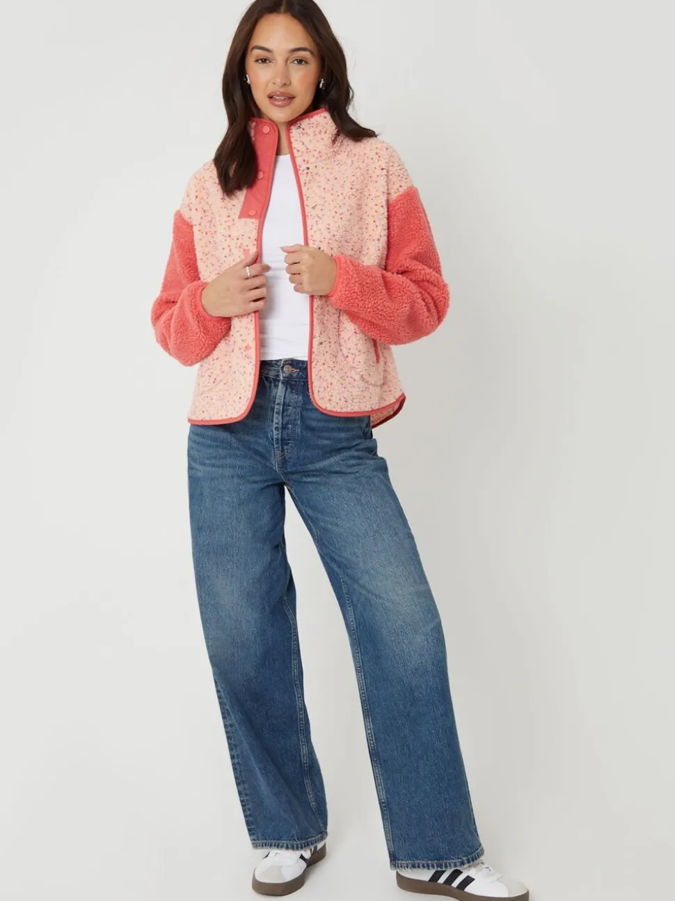 Roze - Threadbare Colourblock Snap Borg Fleece