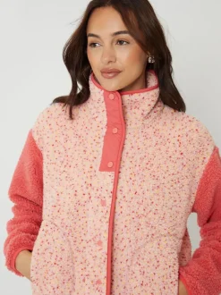 Roze - Threadbare Colourblock Snap Borg Fleece