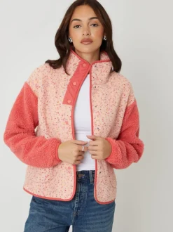 Roze - Threadbare Colourblock Snap Borg Fleece