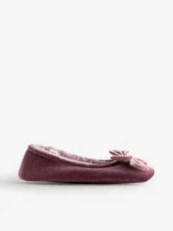 Roze - Velvet Ballet Bow Flat Slippers