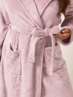 Roze - Yours Curve Super Luxe Maxi-badjas met sjaalkraag