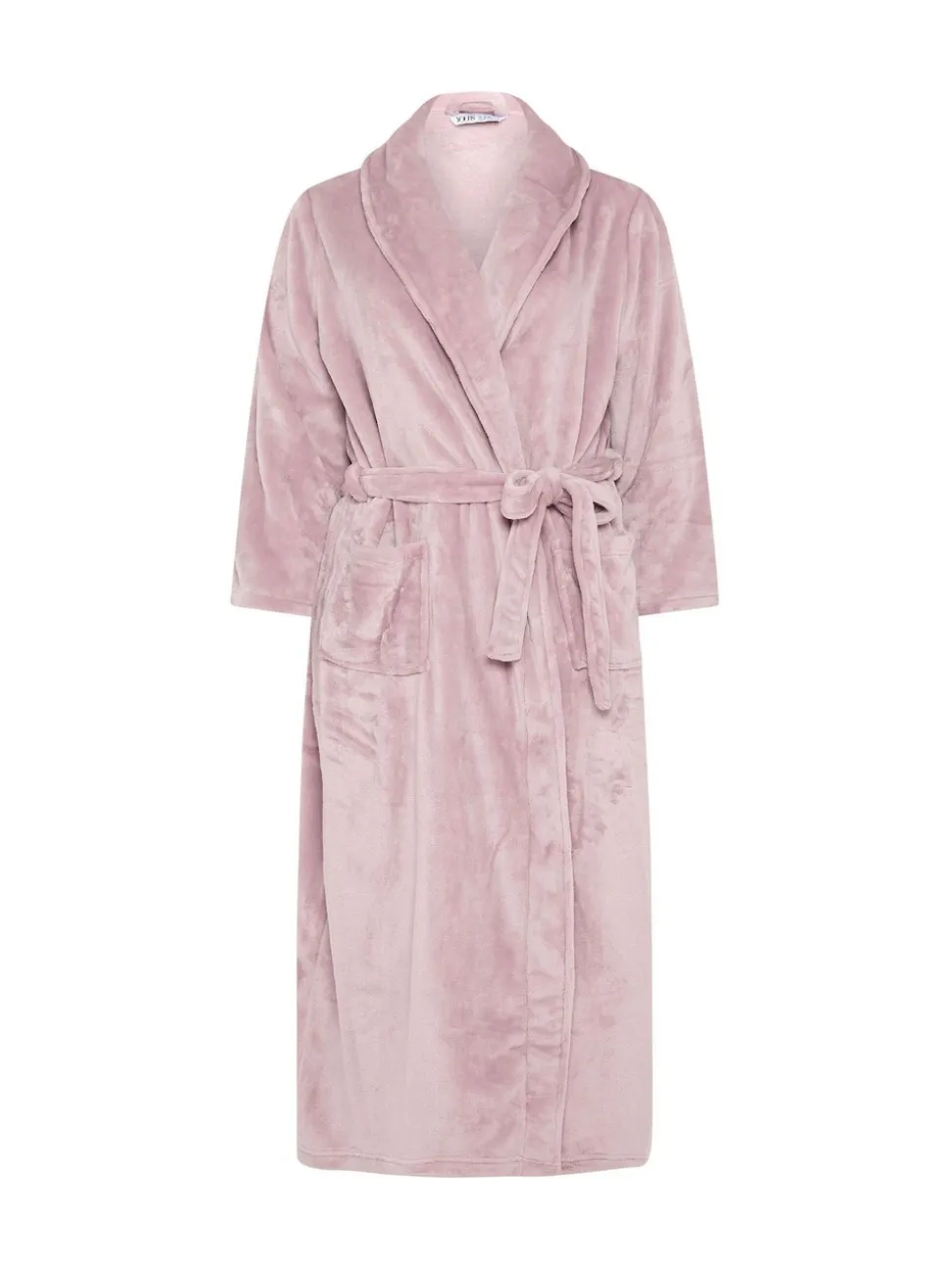 Roze - Yours Curve Super Luxe Maxi-badjas met sjaalkraag