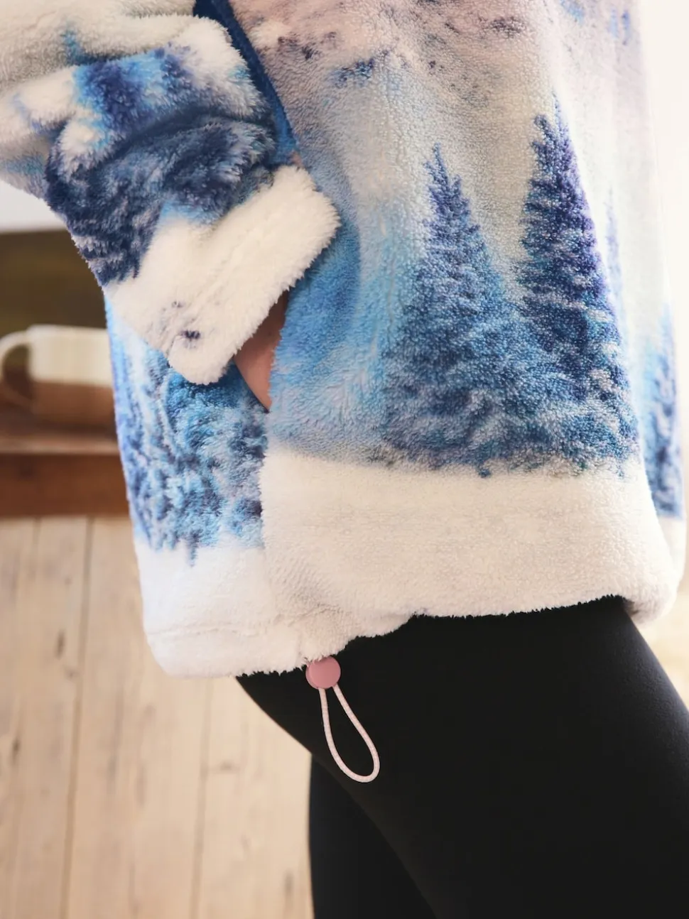 Roze berglandschap - Borg fleece top met print