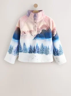 Roze berglandschap - Borg fleece top met print