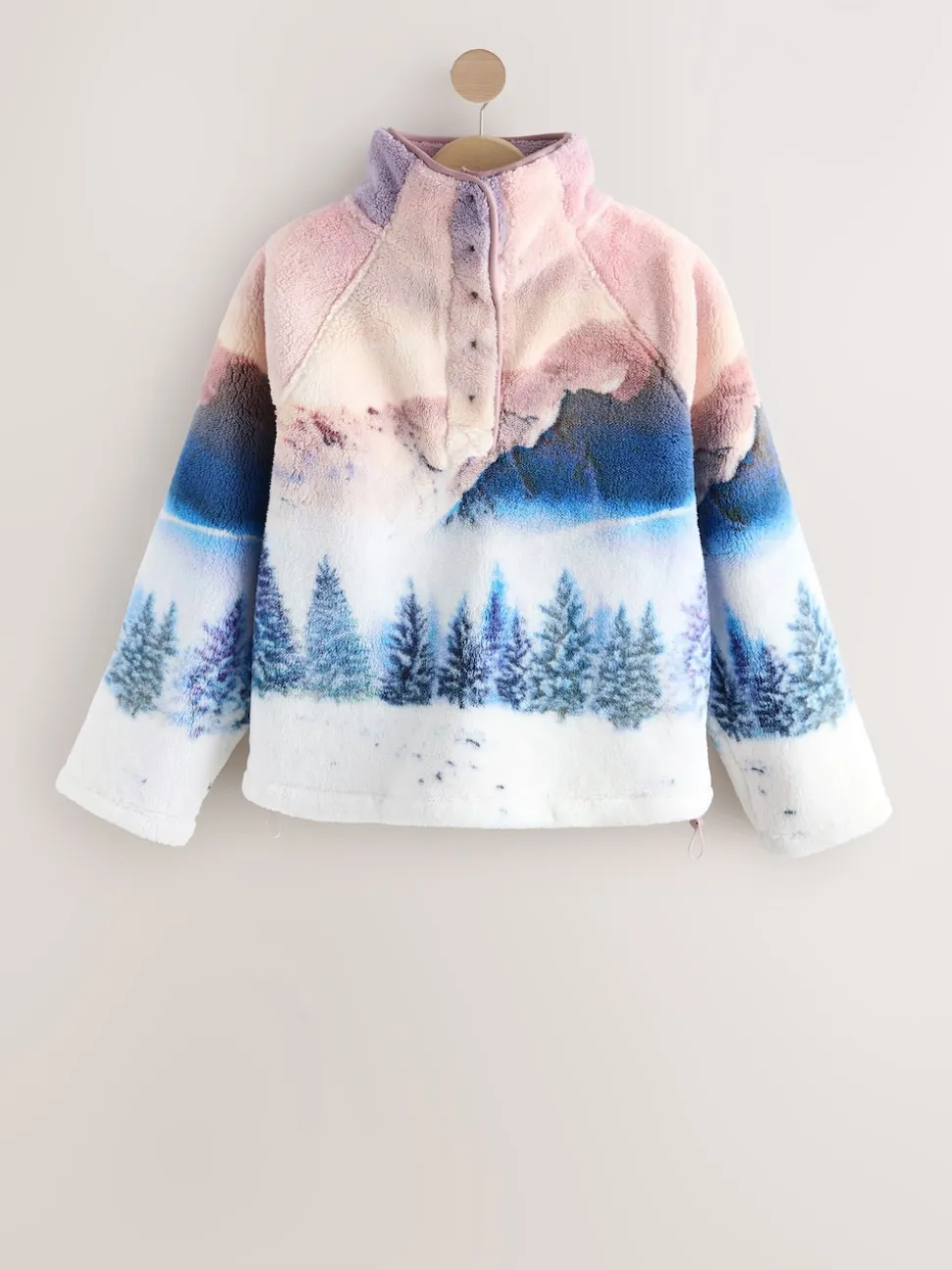 Roze berglandschap - Borg fleece top met print