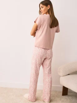 Roze bloemen - Pyjama met korte mouwen