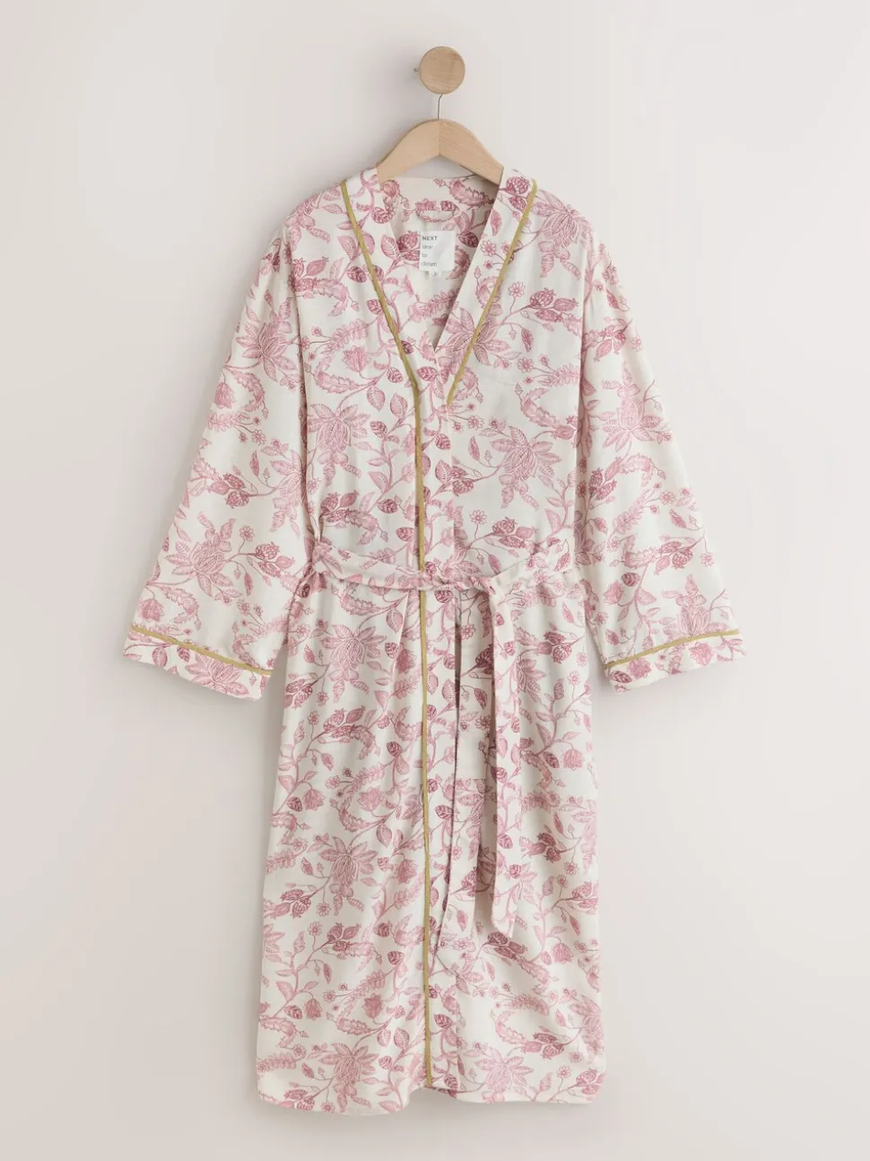 Roze bloemen - Viscose/Linen Blend Dressing Gown