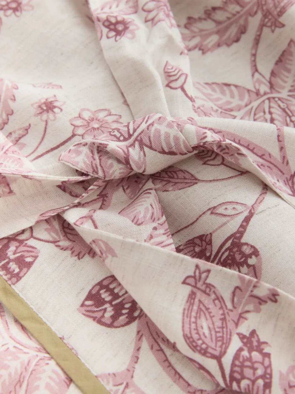 Roze bloemen - Viscose/Linen Blend Dressing Gown