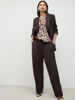 Roze dierenprint - Blouse met V-hals en lange mouwen