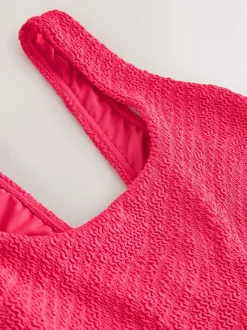 Roze gekreukt - Wide Strap Tummy Control Scoop Swimsuit