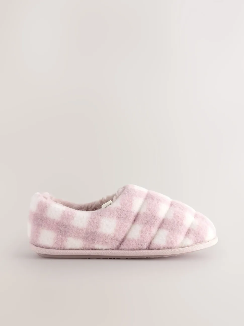 Roze geruit - Quilted Faux Fur Shoot Slippers