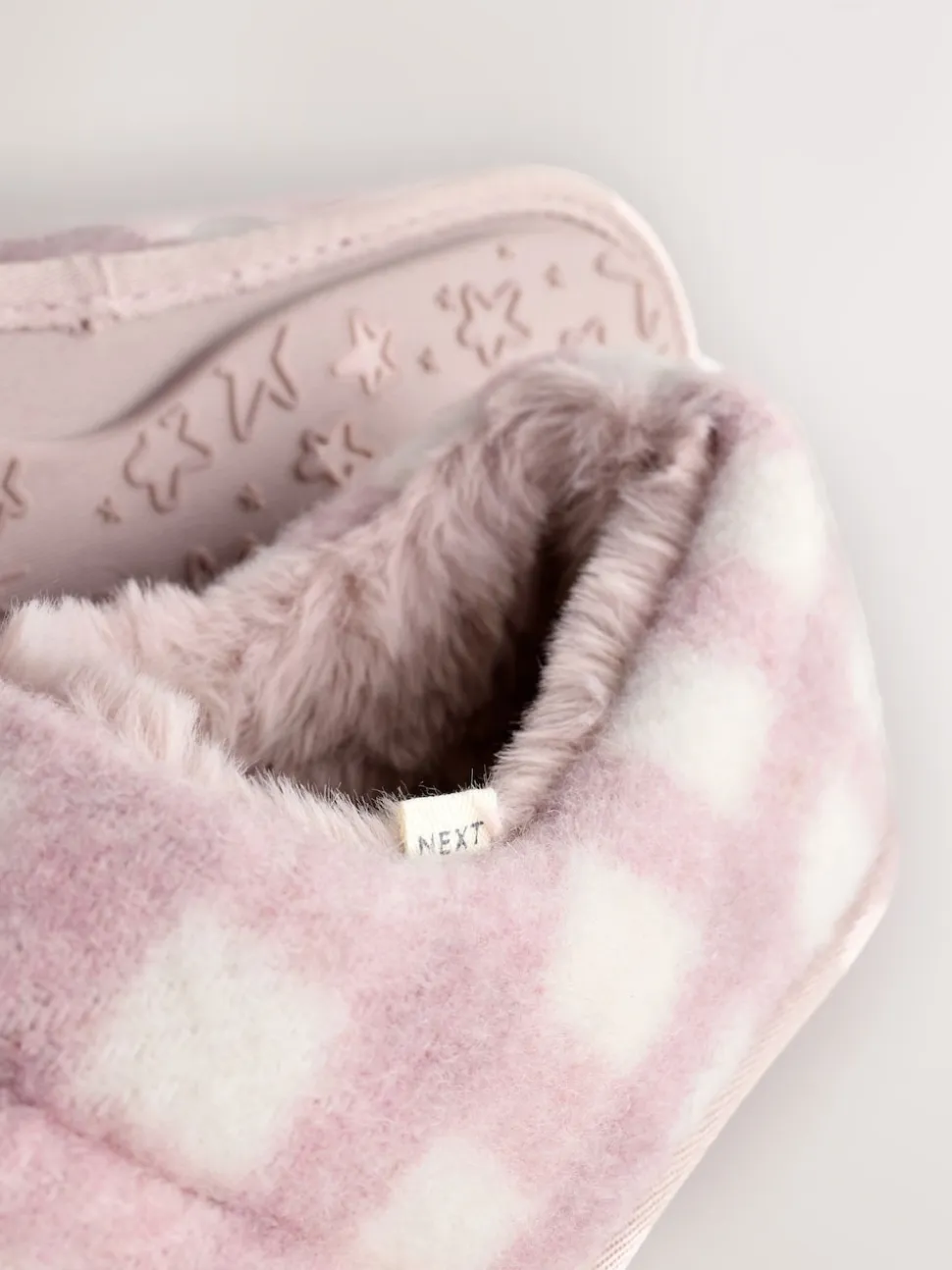 Roze geruit - Quilted Faux Fur Shoot Slippers