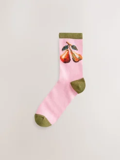 Roze kersen - Warm Handle Cotton Ankle Socks 2 Pack
